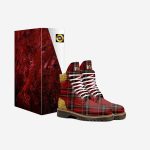 Ultramega Red Plaid Boots with Gold Accents