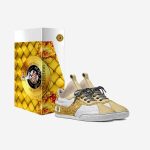 Luxury Sneakers, Gold Glitter Shoes, Unique Design Footwear, Fashionable Sneakers, UltraMega Megaburst, High-End Shoes, Statement Footwear, Sneaker Collectors, Fashion Enthusiasts, Gold Accent Shoes, Black Lace Shoes, White Accent Footwear